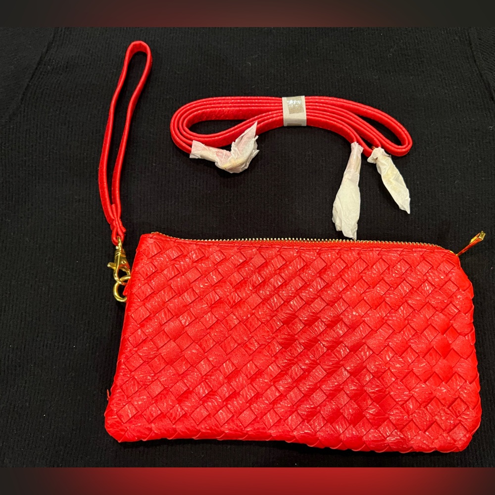 Brand New never used Red Woven Convertible Purse